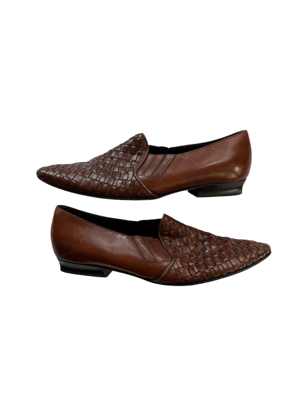 Vtg Cole Haan Woven Leather Brown Loafers Slip ons Women’s Size 8 1/2